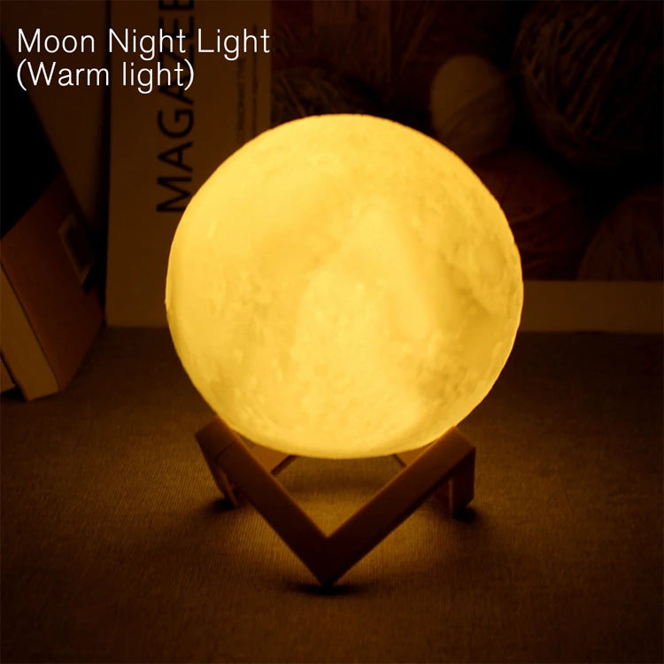 3D Moon Lamp β Starry LED Bedroom Light