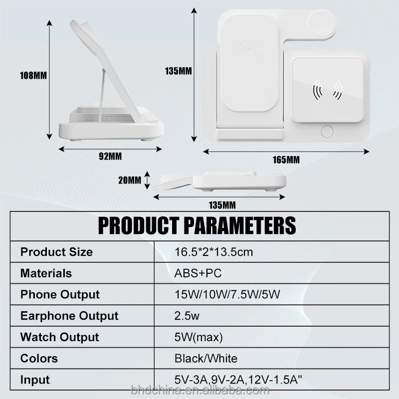 2025 New Trending 3 in 1 Wireless Charger Stand with Night Light 15w Fast Charging for Phone Watch Earphone