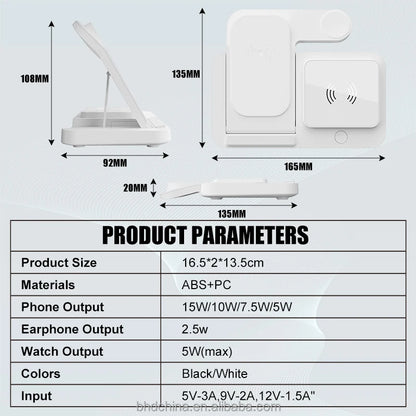 2025 New Trending 3 in 1 Wireless Charger Stand with Night Light 15w Fast Charging for Phone Watch Earphone