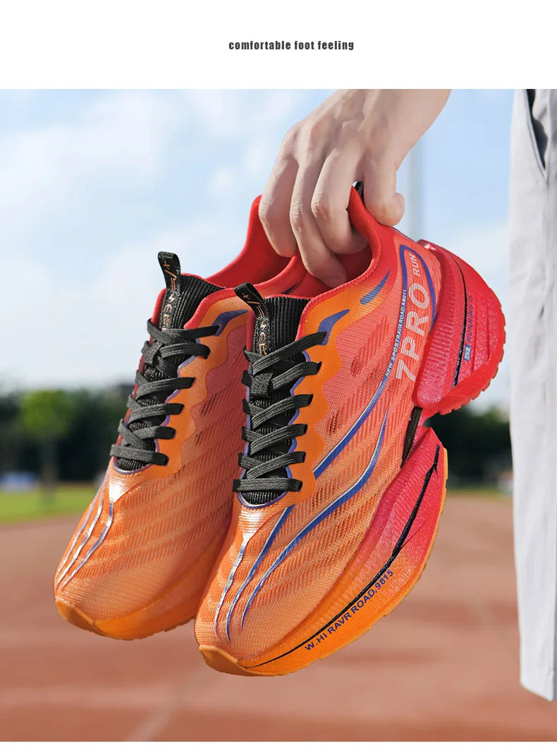 Speciality Carbon Plate Sports Running Shoes Marathon Air Cushion Men Breathable Lightweight Women Comfortable Nonskid Sneakers