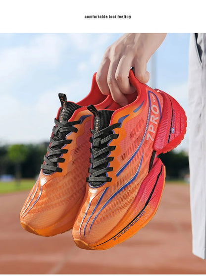 Speciality Carbon Plate Sports Running Shoes Marathon Air Cushion Men Breathable Lightweight Women Comfortable Nonskid Sneakers