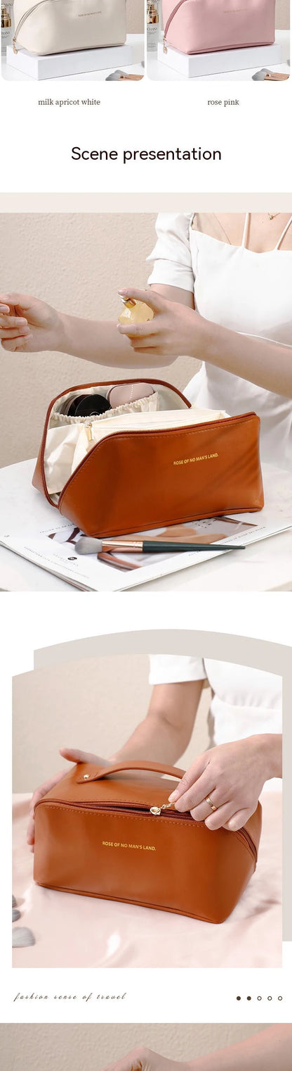 PU Fashion and Convenient Makeup Bag, Travel Storage Bag, Large Capacity Toilet Bag, Hand Boosting Beauty Pillow Makeup Bag