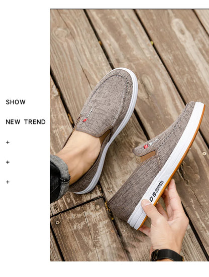 Men's shoes are breathable and light old Beijing cloth shoes men's low top canvas shoes and lazy work shoes 2023