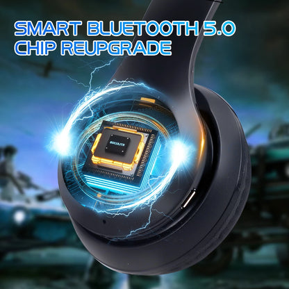 Stereo P47 Headset Bluetooth 5.0 Folding Series Wireless Sports Game Music Headphone Support SD Card with Mic for All Smartphone