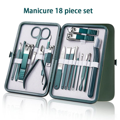 7/10/12/18 Piece Set Professional Nail Care Kit Stainless Steel Manicure & Pedicure Set Nail Clipper Set with Travel Case