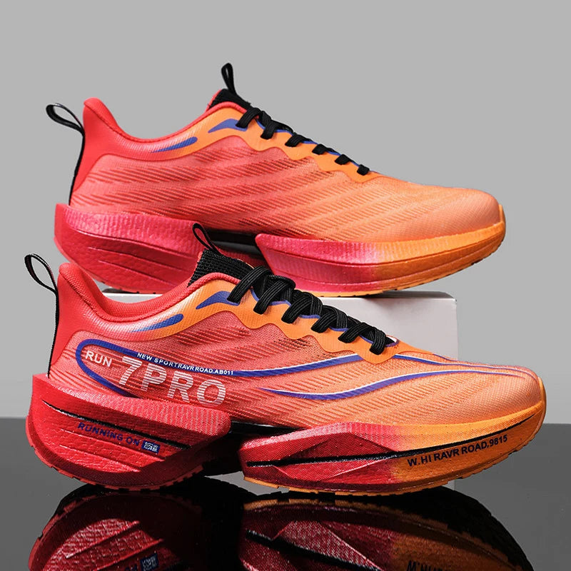 Speciality Carbon Plate Sports Running Shoes Marathon Air Cushion Men Breathable Lightweight Women Comfortable Nonskid Sneakers