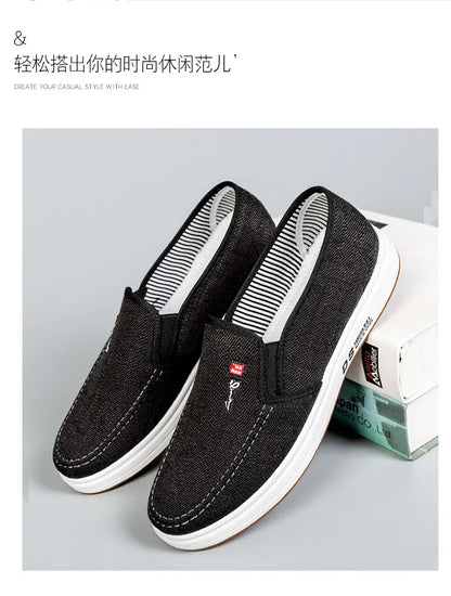 Men's shoes are breathable and light old Beijing cloth shoes men's low top canvas shoes and lazy work shoes 2023