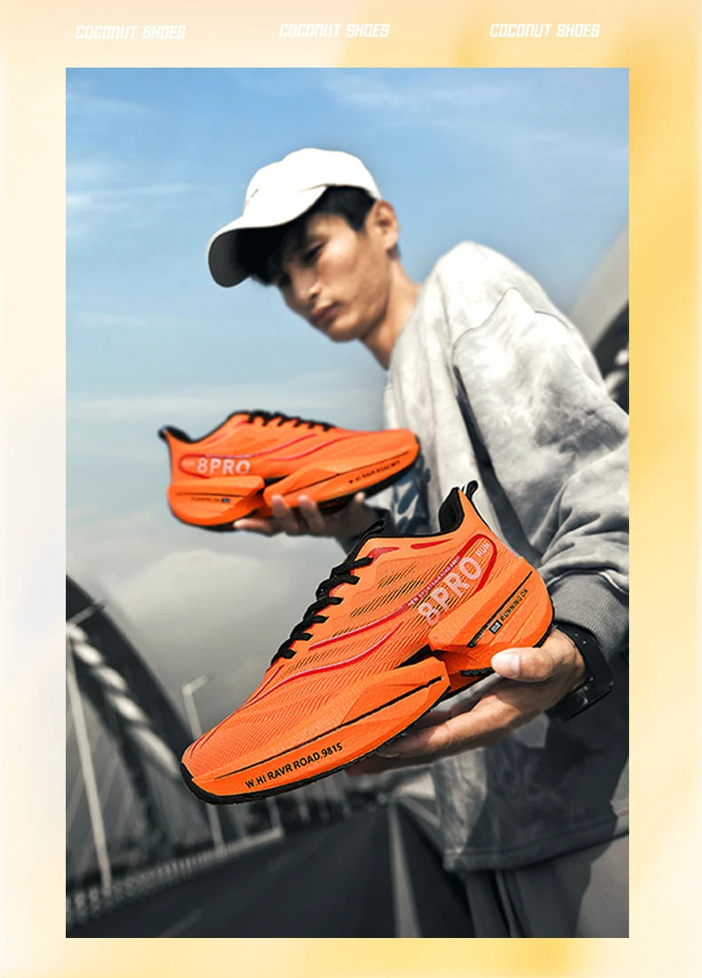 Speciality Carbon Plate Sports Running Shoes Marathon Air Cushion Men Breathable Lightweight Women Comfortable Nonskid Sneakers