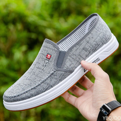 Men's shoes are breathable and light old Beijing cloth shoes men's low top canvas shoes and lazy work shoes 2023