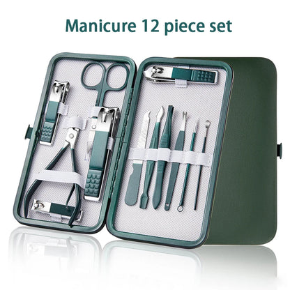 7/10/12/18 Piece Set Professional Nail Care Kit Stainless Steel Manicure & Pedicure Set Nail Clipper Set with Travel Case