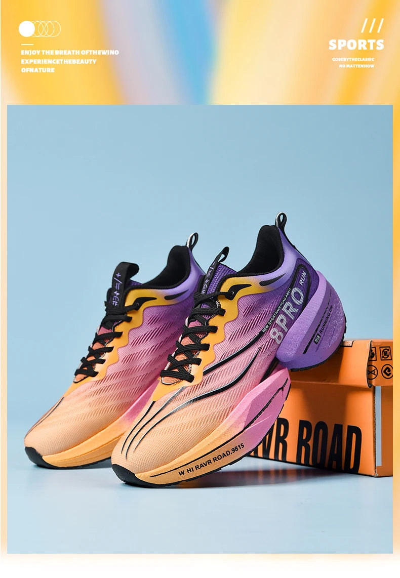 Speciality Carbon Plate Sports Running Shoes Marathon Air Cushion Men Breathable Lightweight Women Comfortable Nonskid Sneakers