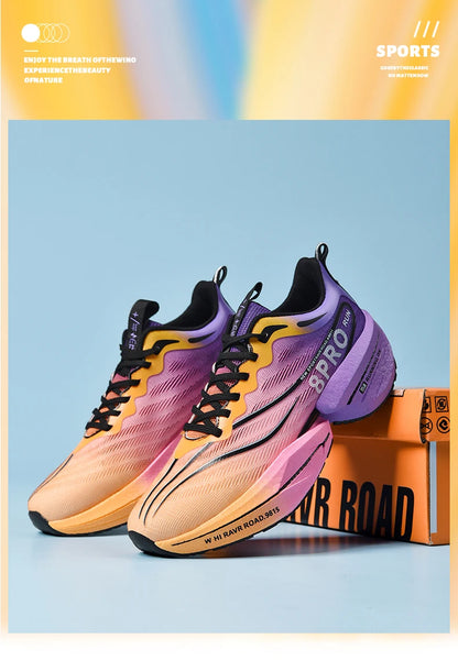 Speciality Carbon Plate Sports Running Shoes Marathon Air Cushion Men Breathable Lightweight Women Comfortable Nonskid Sneakers