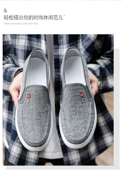 Men's shoes are breathable and light old Beijing cloth shoes men's low top canvas shoes and lazy work shoes 2023