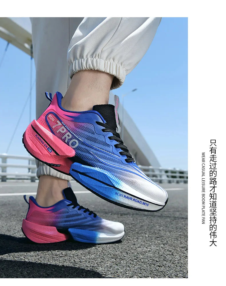Speciality Carbon Plate Sports Running Shoes Marathon Air Cushion Men Breathable Lightweight Women Comfortable Nonskid Sneakers