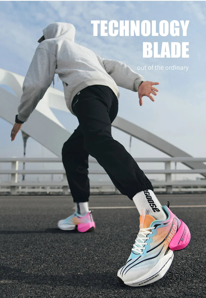 Speciality Carbon Plate Sports Running Shoes Marathon Air Cushion Men Breathable Lightweight Women Comfortable Nonskid Sneakers