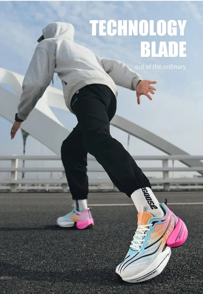Speciality Carbon Plate Sports Running Shoes Marathon Air Cushion Men Breathable Lightweight Women Comfortable Nonskid Sneakers