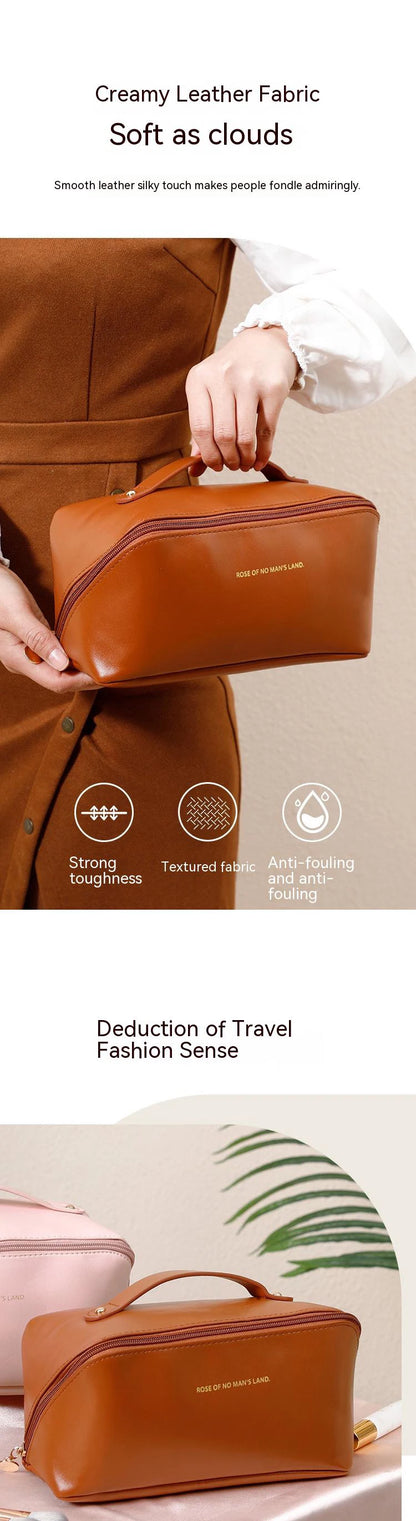 PU Fashion and Convenient Makeup Bag, Travel Storage Bag, Large Capacity Toilet Bag, Hand Boosting Beauty Pillow Makeup Bag