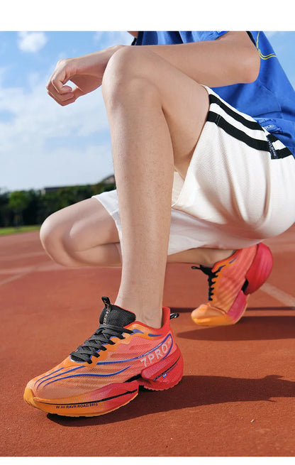 Speciality Carbon Plate Sports Running Shoes Marathon Air Cushion Men Breathable Lightweight Women Comfortable Nonskid Sneakers