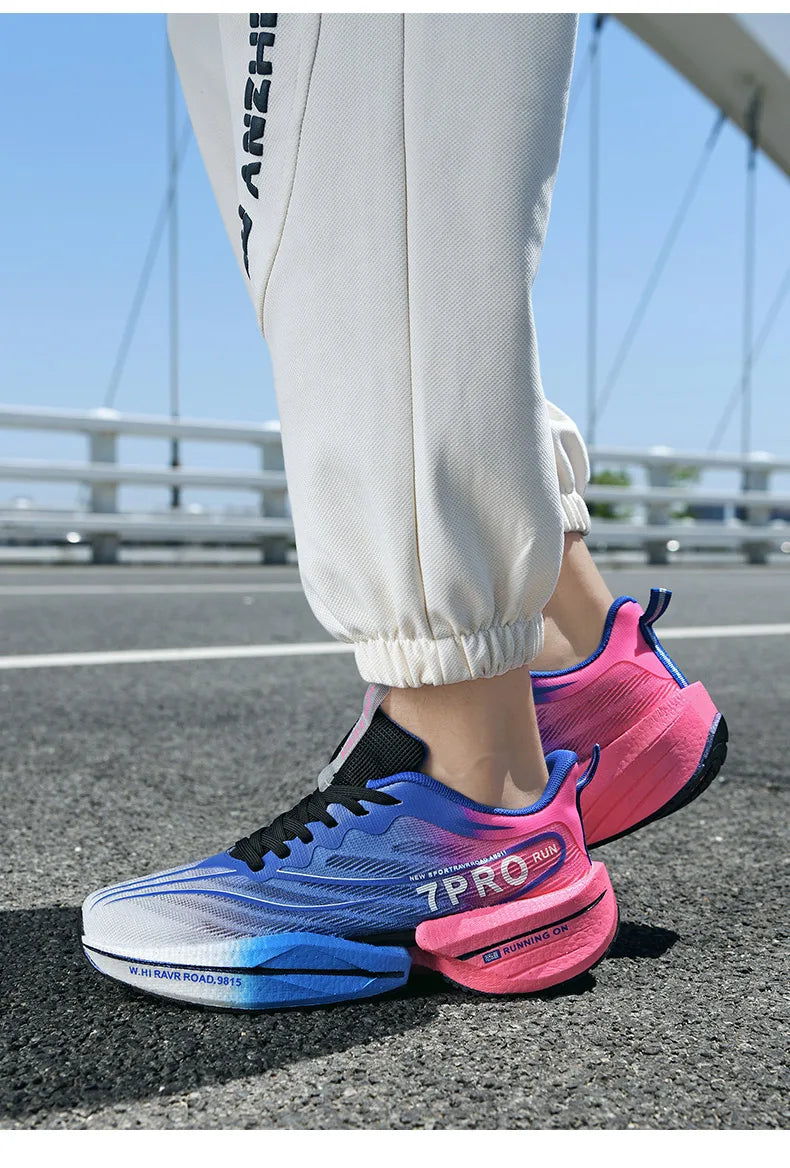 Speciality Carbon Plate Sports Running Shoes Marathon Air Cushion Men Breathable Lightweight Women Comfortable Nonskid Sneakers