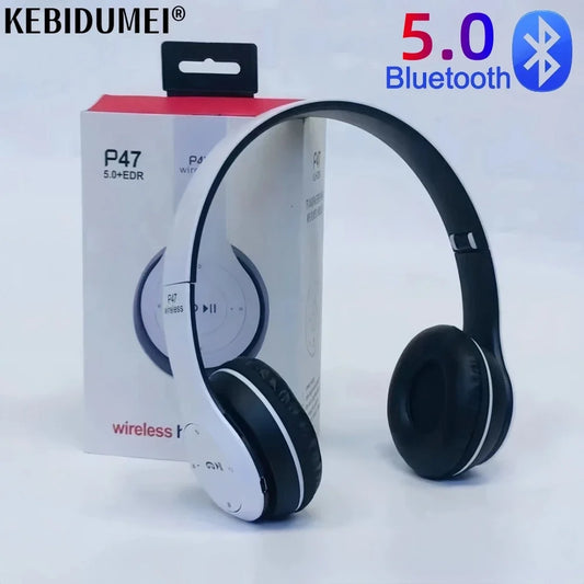 Stereo P47 Headset Bluetooth 5.0 Folding Series Wireless Sports Game Music Headphone Support SD Card with Mic for All Smartphone