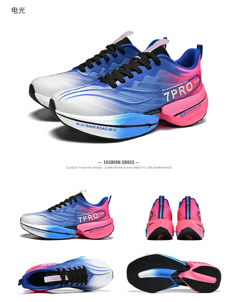 Speciality Carbon Plate Sports Running Shoes Marathon Air Cushion Men Breathable Lightweight Women Comfortable Nonskid Sneakers