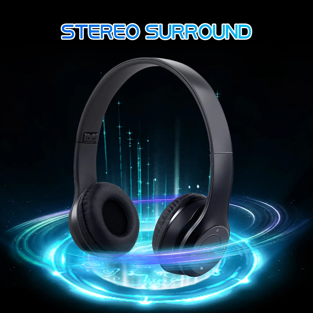 Stereo P47 Headset Bluetooth 5.0 Folding Series Wireless Sports Game Music Headphone Support SD Card with Mic for All Smartphone