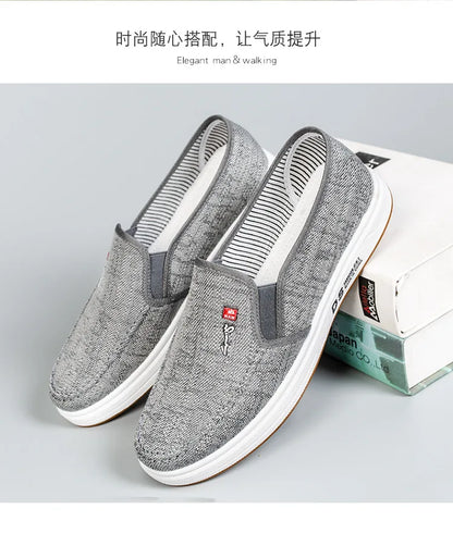 Men's shoes are breathable and light old Beijing cloth shoes men's low top canvas shoes and lazy work shoes 2023