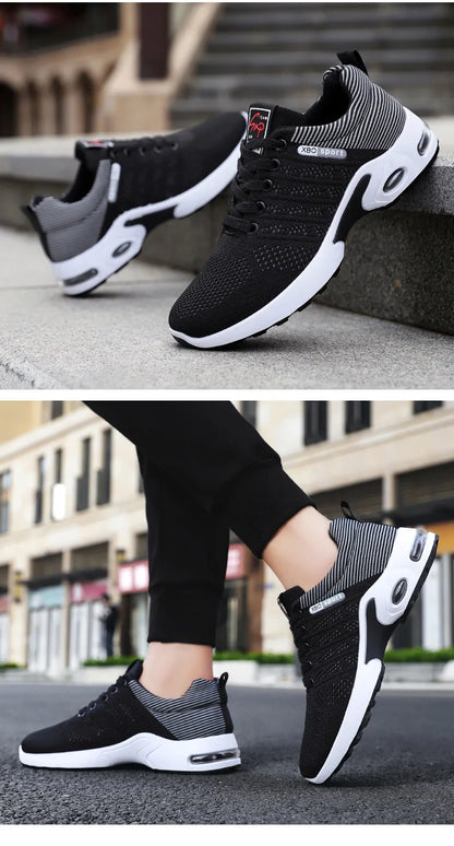Men's shoes spring new trend men's shoes breathable lace-up running shoes Korean version of light casual walking shoes men