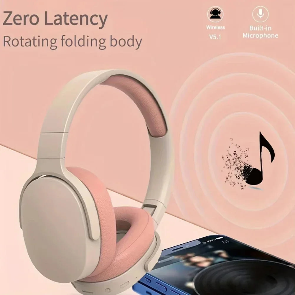 Wireless Headphones P2961 Bluetooth 5.0 Foldable 9D HIFI Stereo Sound Headset Long Battery Life Heavy Bass Earphone For Xiaomi