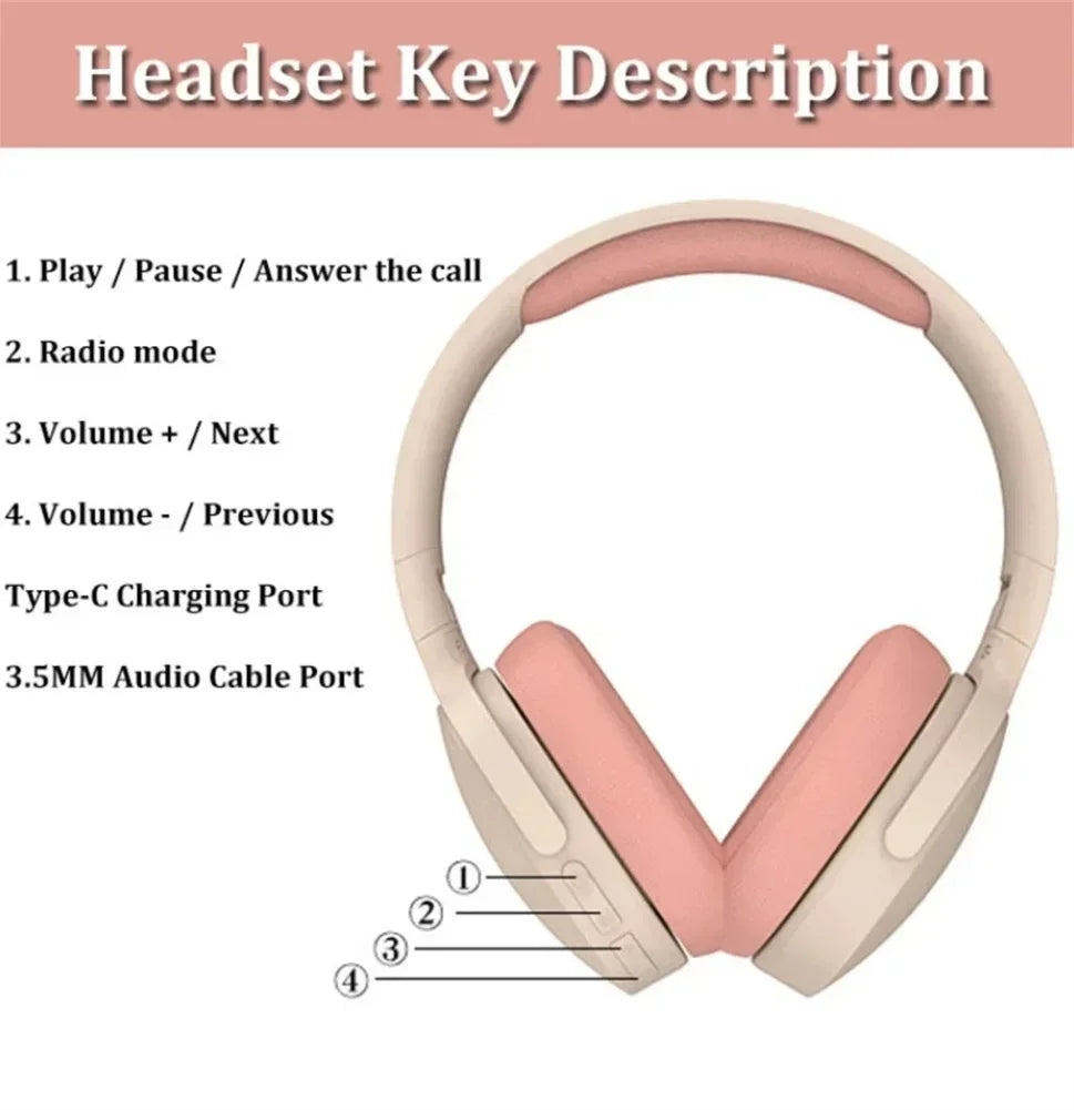 Wireless Headphones P2961 Bluetooth 5.0 Foldable 9D HIFI Stereo Sound Headset Long Battery Life Heavy Bass Earphone For Xiaomi