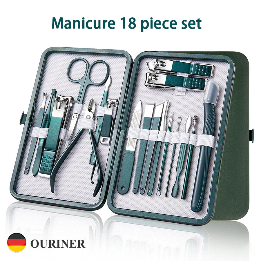 7/10/12/18 Piece Set Professional Nail Care Kit Stainless Steel Manicure & Pedicure Set Nail Clipper Set with Travel Case