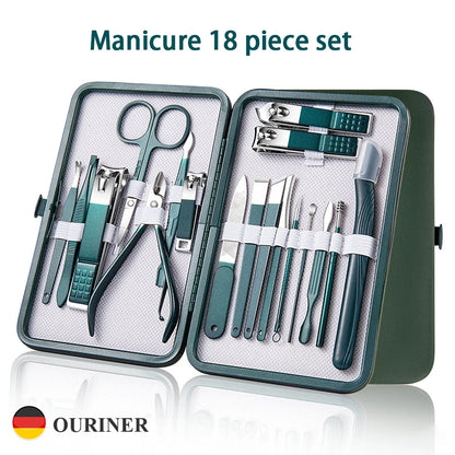 7/10/12/18 Piece Set Professional Nail Care Kit Stainless Steel Manicure & Pedicure Set Nail Clipper Set with Travel Case