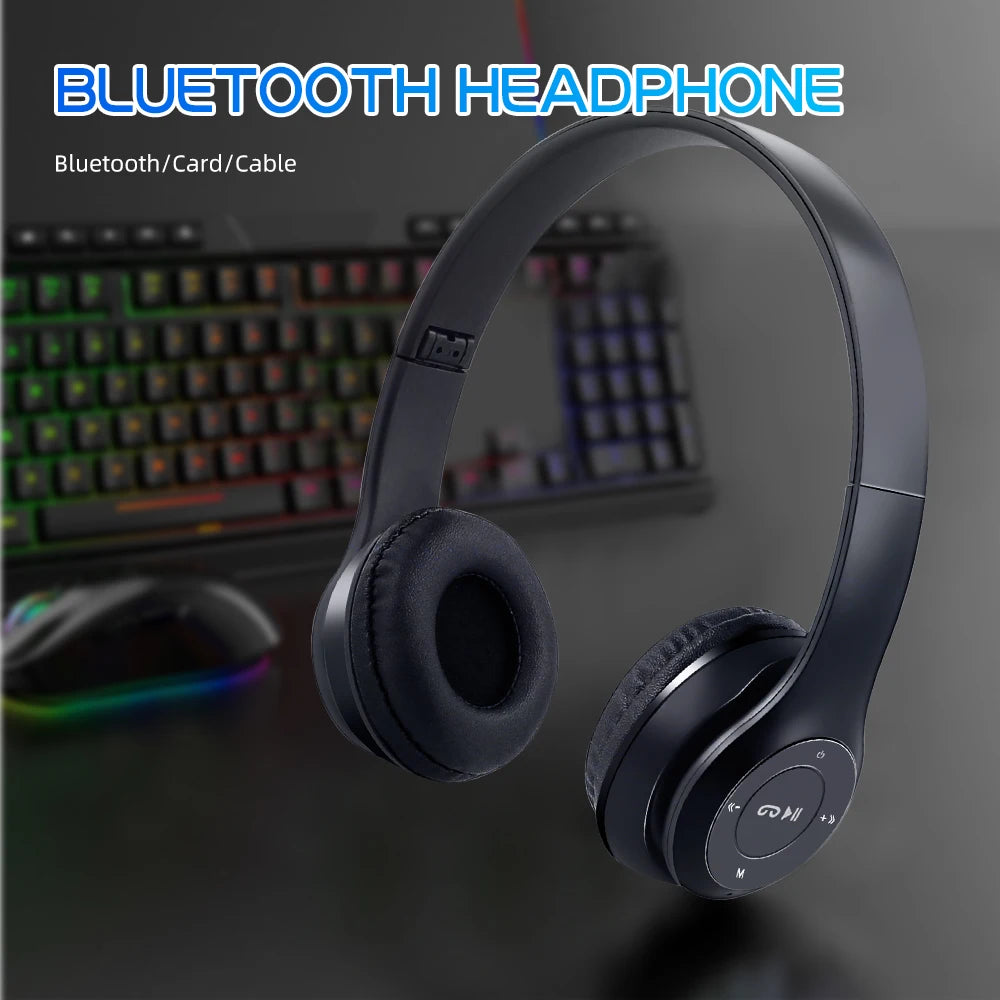Stereo P47 Headset Bluetooth 5.0 Folding Series Wireless Sports Game Music Headphone Support SD Card with Mic for All Smartphone