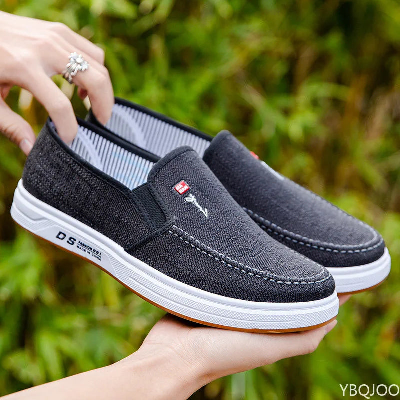 Men's shoes are breathable and light old Beijing cloth shoes men's low top canvas shoes and lazy work shoes 2023