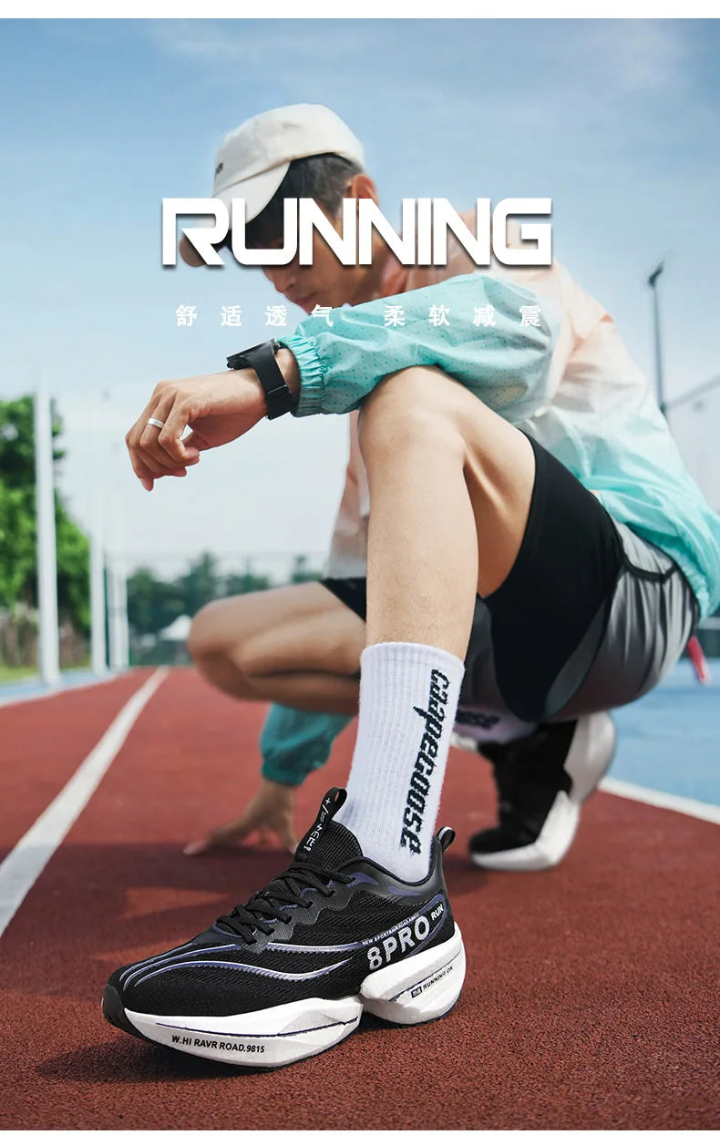 Speciality Carbon Plate Sports Running Shoes Marathon Air Cushion Men Breathable Lightweight Women Comfortable Nonskid Sneakers