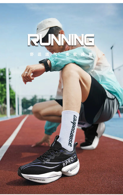 Speciality Carbon Plate Sports Running Shoes Marathon Air Cushion Men Breathable Lightweight Women Comfortable Nonskid Sneakers