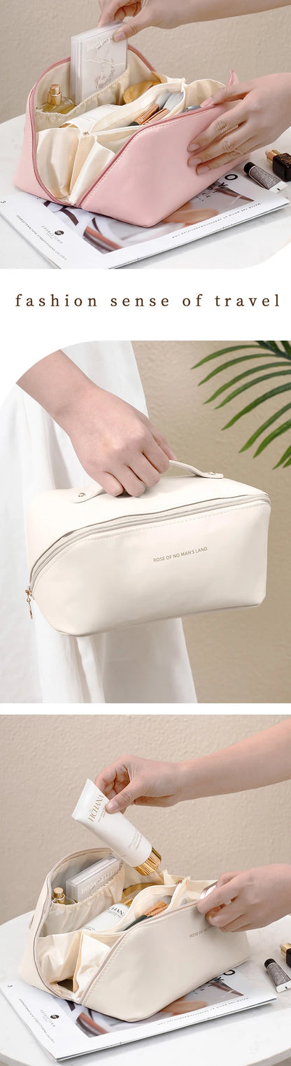 PU Fashion and Convenient Makeup Bag, Travel Storage Bag, Large Capacity Toilet Bag, Hand Boosting Beauty Pillow Makeup Bag