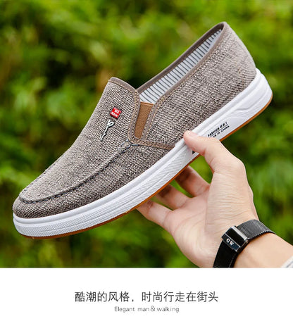 Men's shoes are breathable and light old Beijing cloth shoes men's low top canvas shoes and lazy work shoes 2023