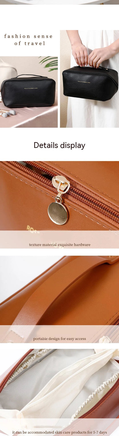 PU Fashion and Convenient Makeup Bag, Travel Storage Bag, Large Capacity Toilet Bag, Hand Boosting Beauty Pillow Makeup Bag